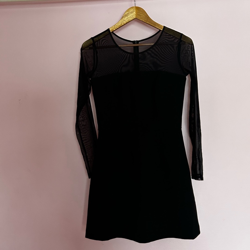 French Connection long sleeve sheer panel dress